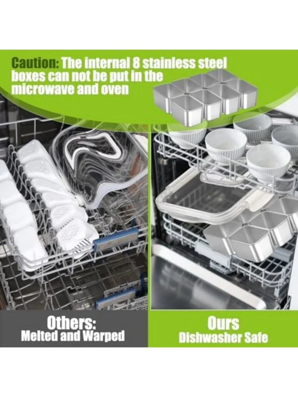 Stainless Steel Snack Box - 8 Compartment Divided Serving Tray for Snacks
